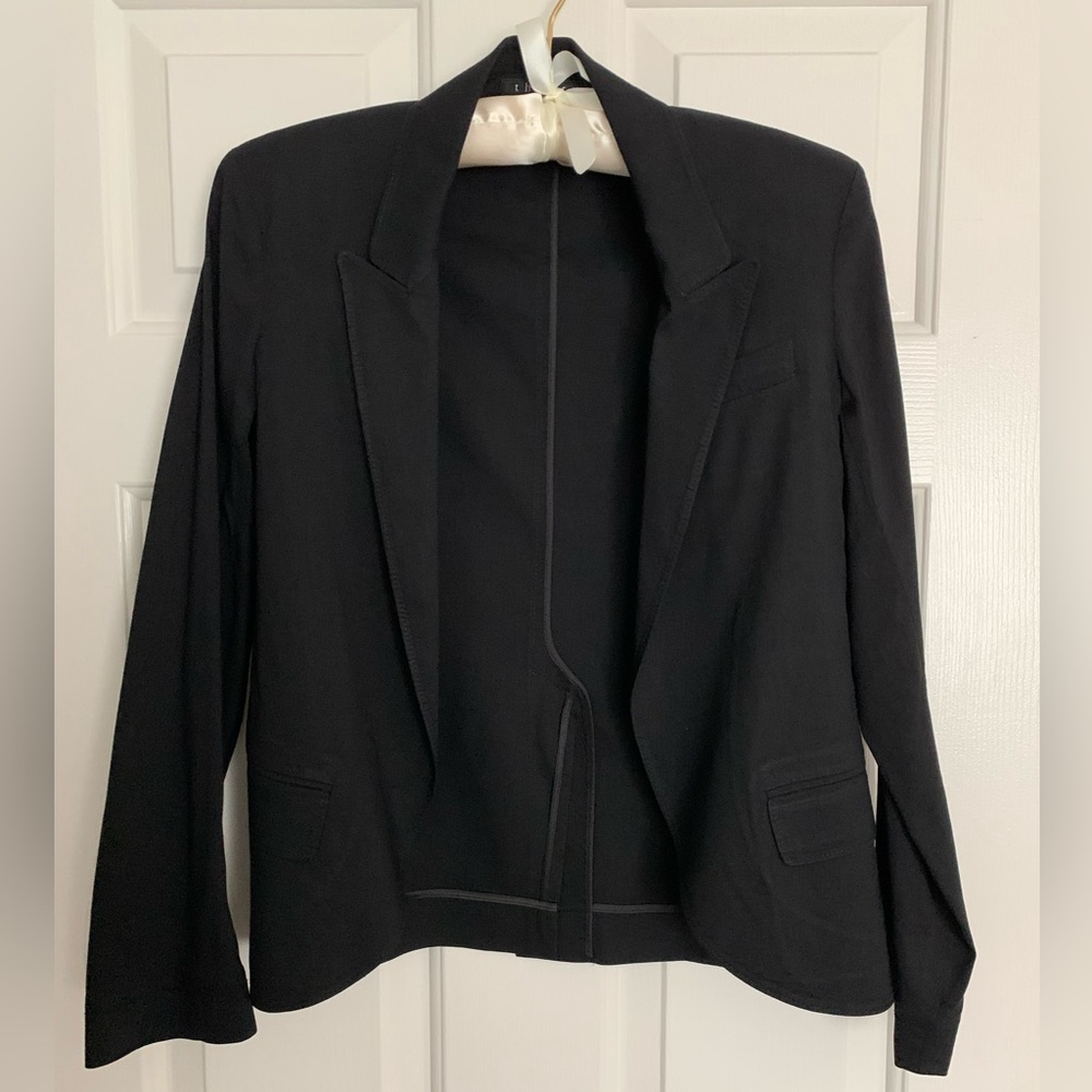 Theory Jamilla Linen Black Blazer Size 0